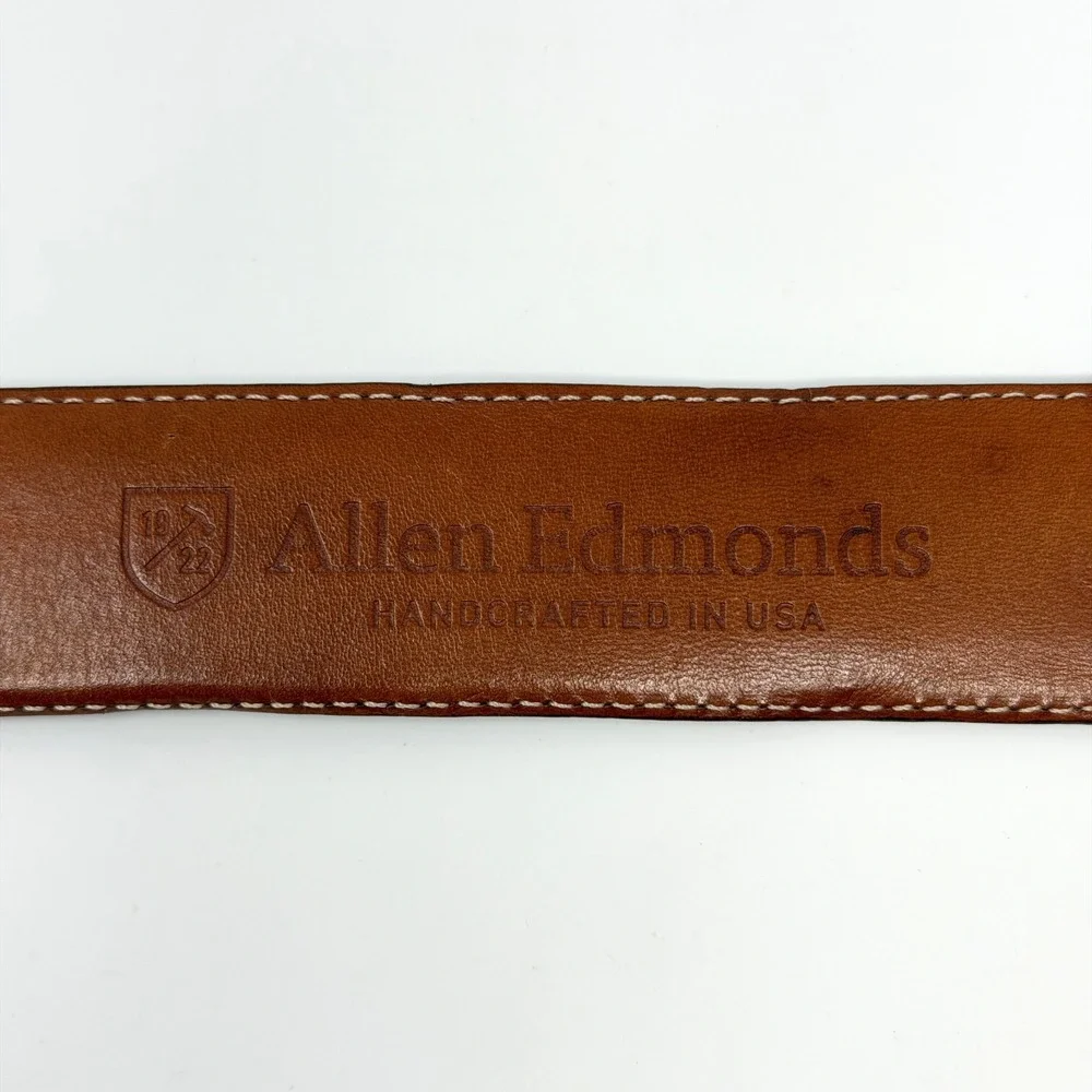 Allen Edmonds Manistee Leather Dress Belt Brogue‎ Brown USA Mens Size 42